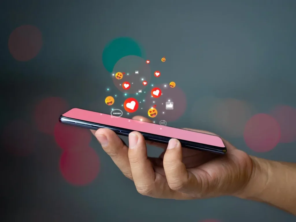 social media and technology concepts ,a man's hand is holding a