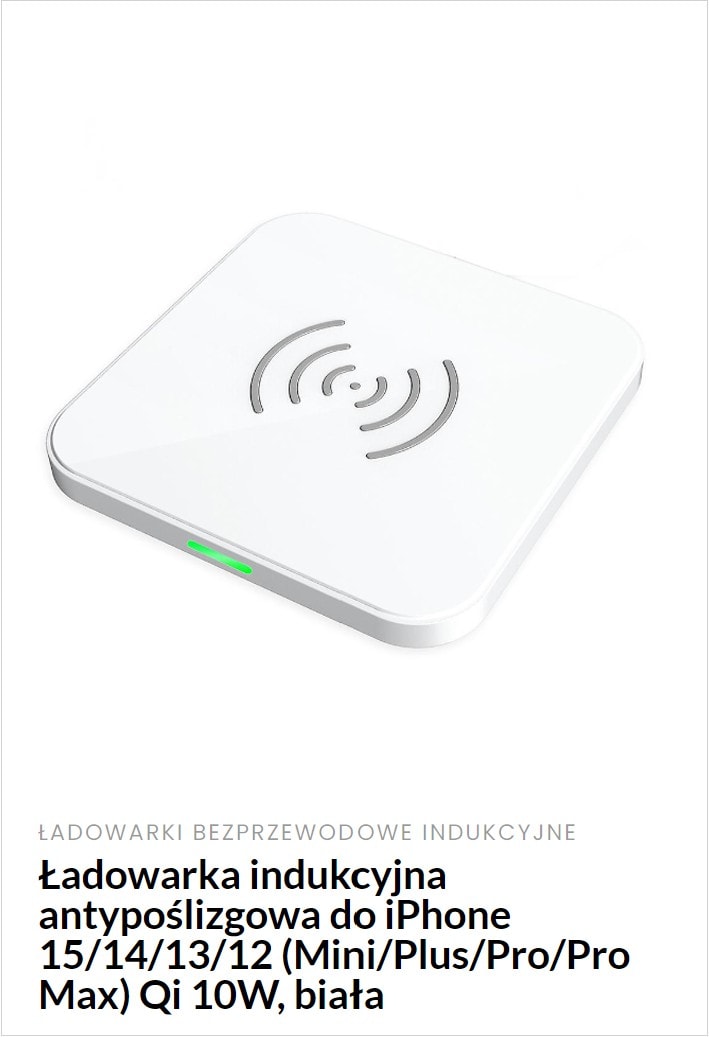Ładowarka indukcyjna antypoślizgowa do iphone biała