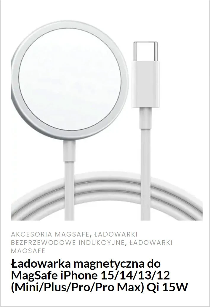 Ładowarka magnetyczna do magsafe qi 15w
