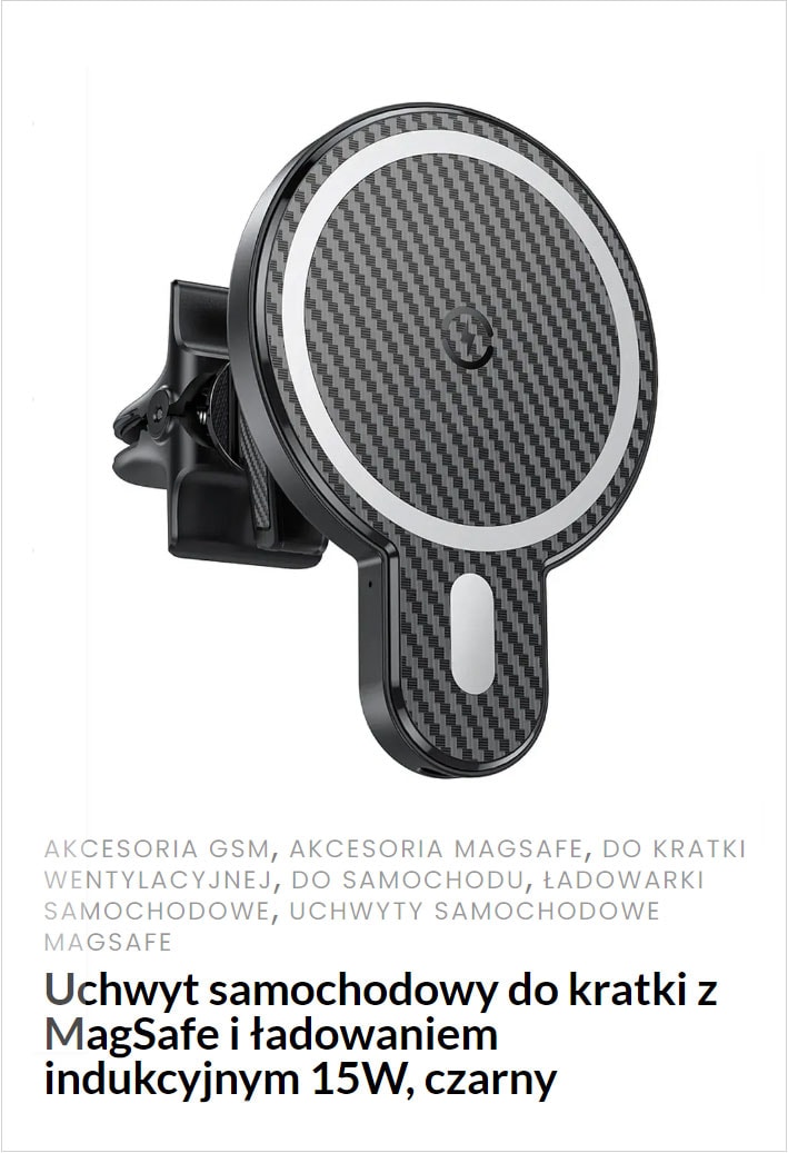 uchwyt samochodowy z magsafe ładowanie indukcyjne 15w 1