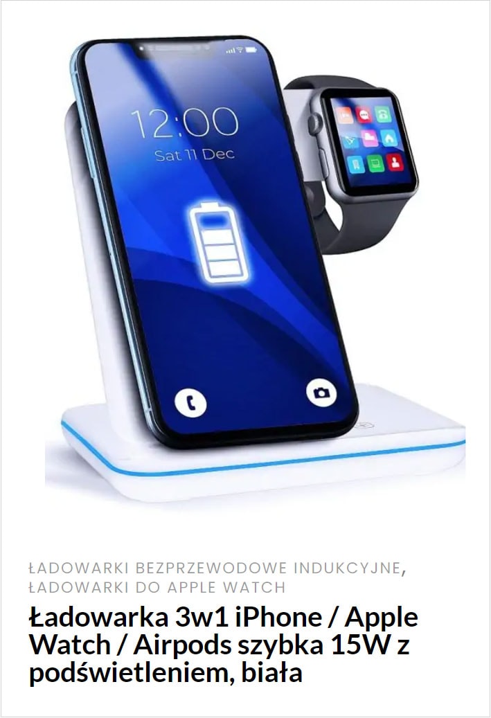 ładowarka bezprzewodowa 3w1 15w z podświetleniem, biała