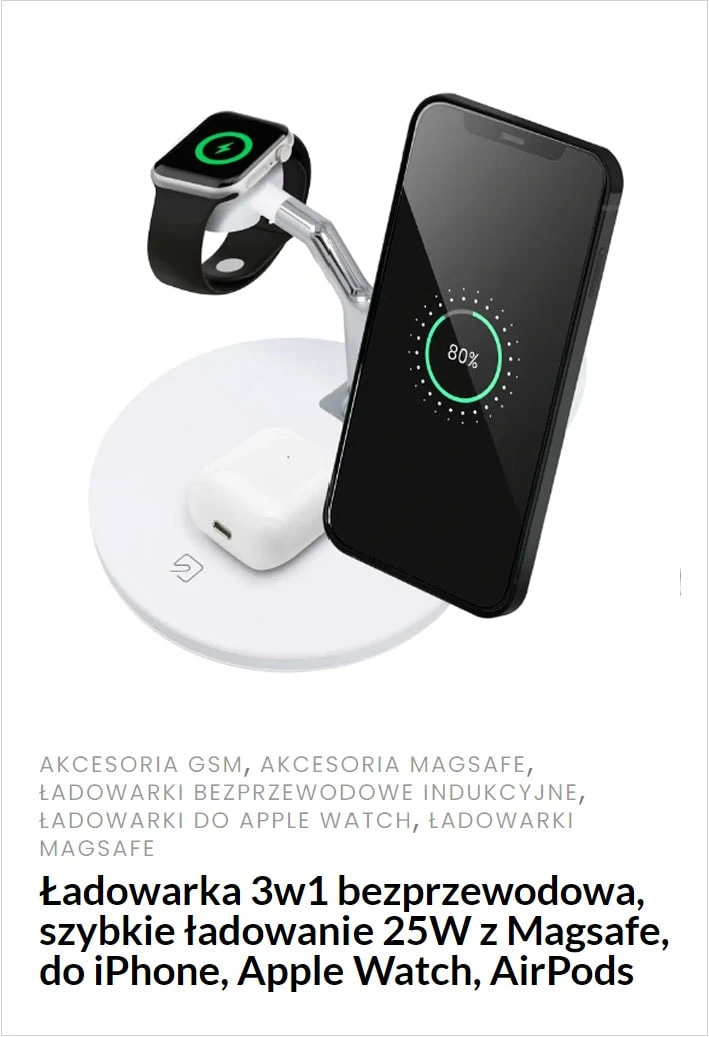 ładowarka bezprzewodowa 3w1 magsafe 25w szybkie ładowanie