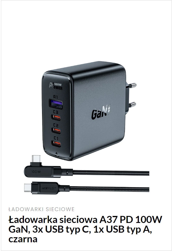 ładowarka sieciowa 100w 3xusb