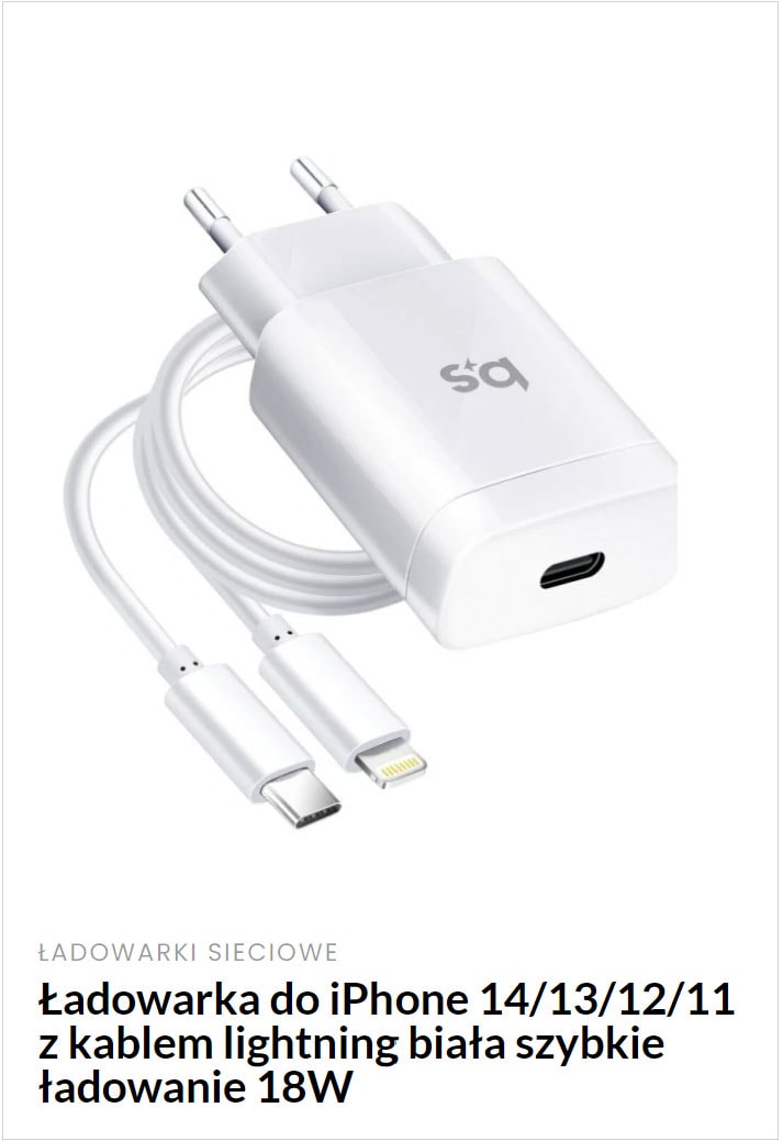 ładowarka sieciowa do iphone 18w