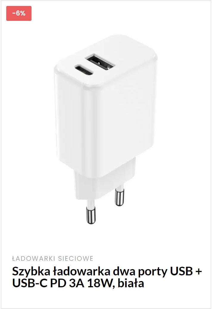 ładowarka sieciowa szybka dwa porty 18w
