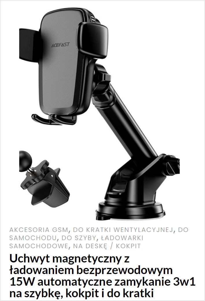 uchwyt samochodowy 15w czarny 3w1
