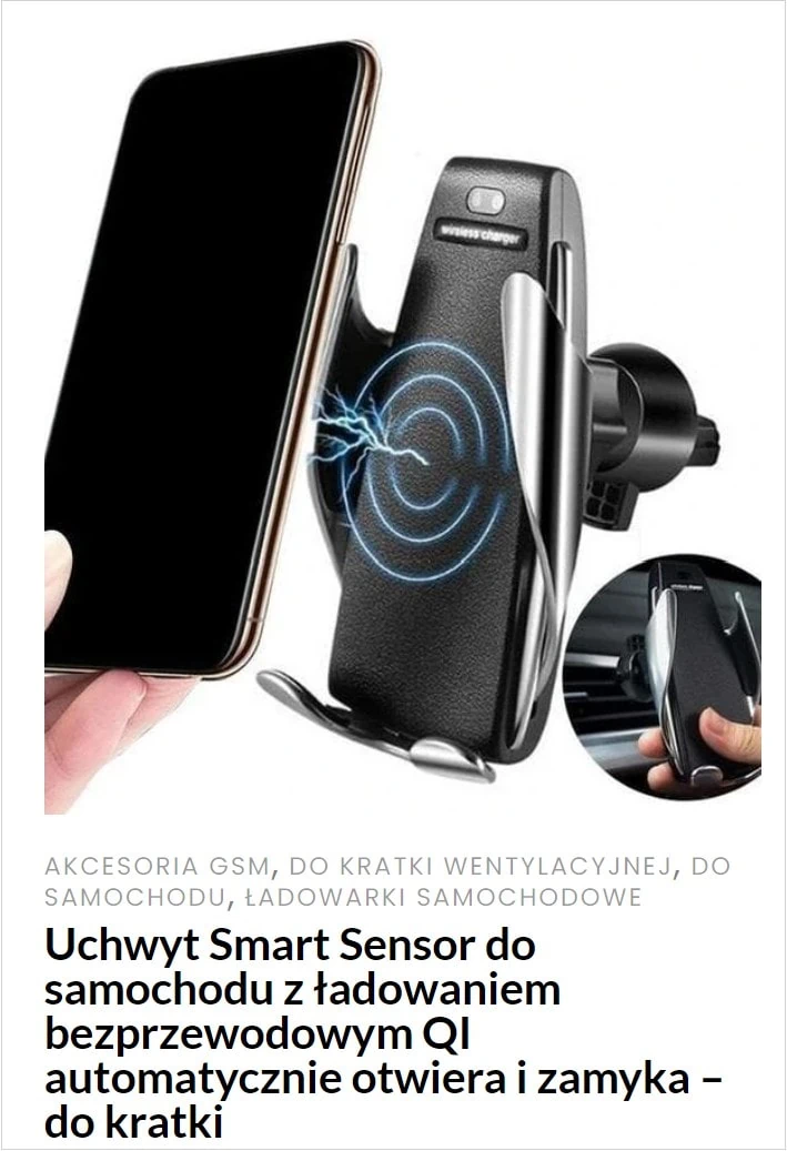 uchwyt smart sensoe do samochodou z ładowaniem bezprzewodowym qi zamykane ramina montowane do kratki wentylacyjnej