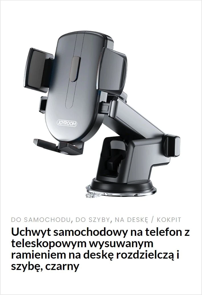 uchwyt samochodowy na telefon z teleskopowym wysuwanym na koktip