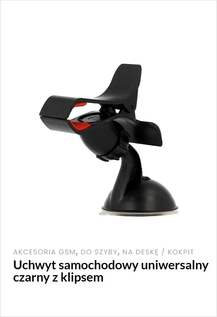 uchwyt samochodowy uniwersalny czarny z klipsem