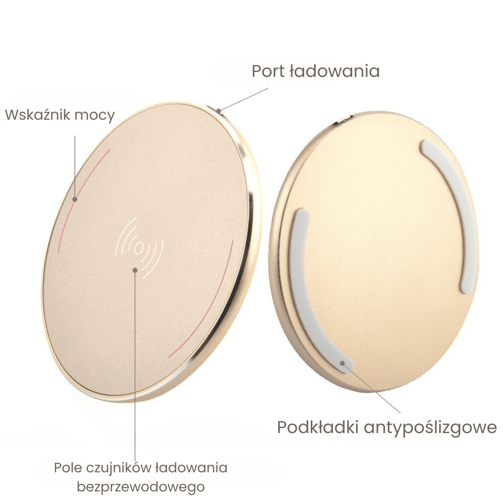 bezprzewodowa ładowarka indukcyjna, złota