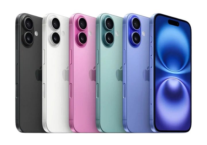 iPhone w różnych kolorach obok siebie.