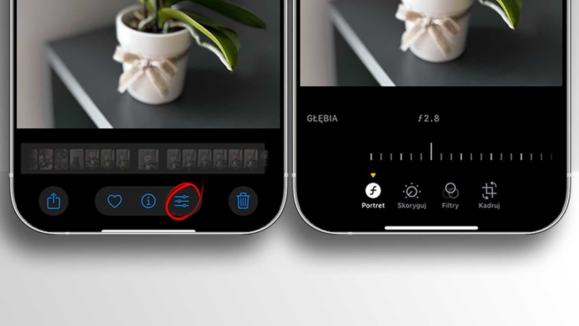 Wbudowane narzędzia iOS w ustawieniach kamery na iPhone