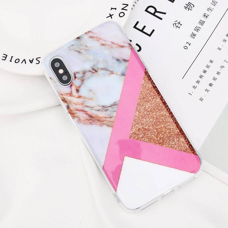 Etui do iPhone X/XS silikonowe brokatowe marmurowe białe