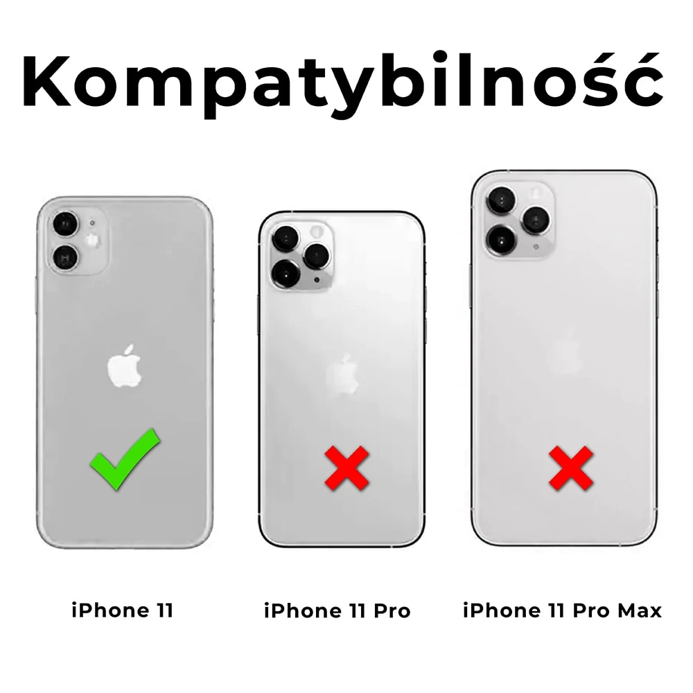Etui do iPhone 11, crossbody z paskiem jak torebka, osłona aparatu, czarne