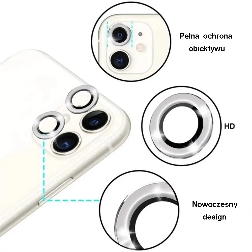Metalowa osłona obiektywów szkło na aparat iPhone 13 złote