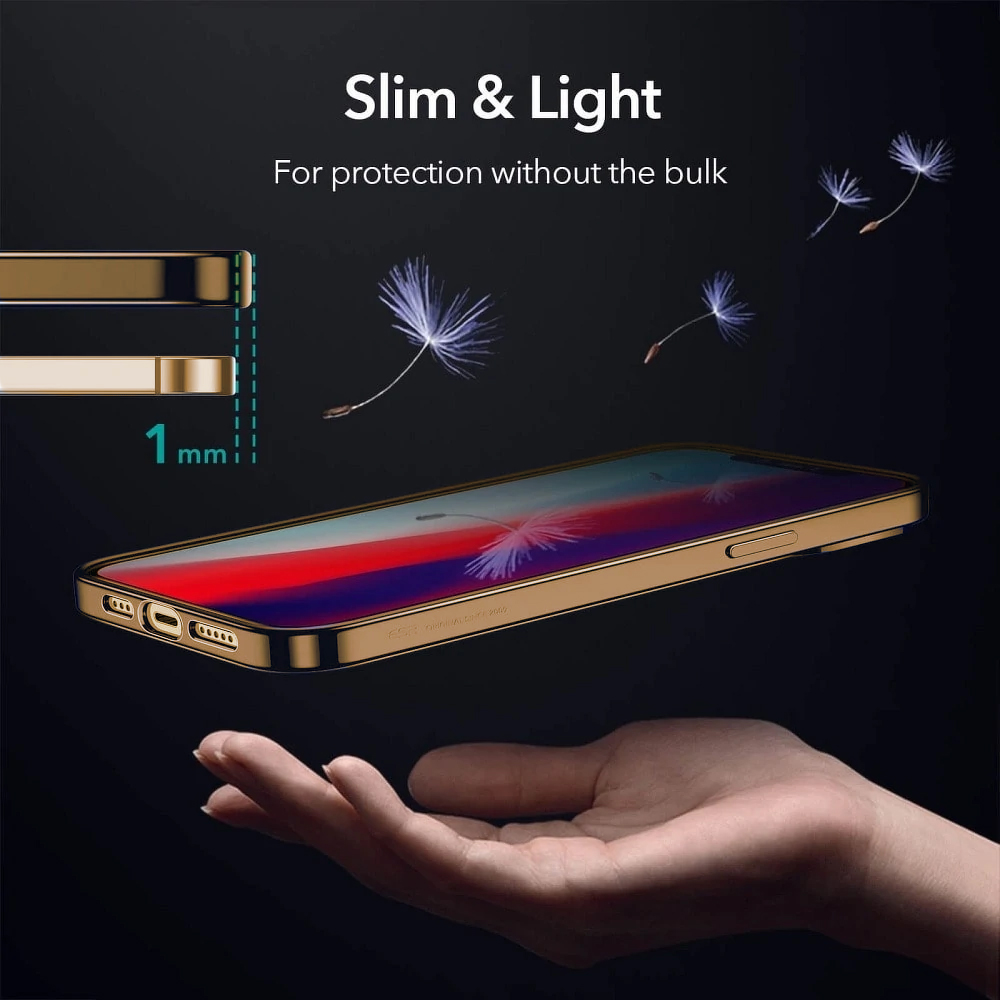 Etui do iPhone 14 JETech Simple Metallic gold przeźroczyste z ramką w kolorze złota (OUTLET)