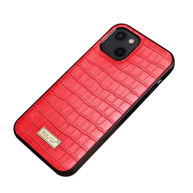 Etui do iPhone 13 Pro Max Crocodile czerwone eleganckie SULADA oryginal