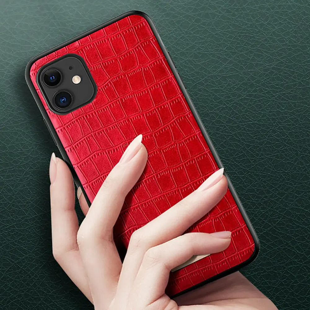 Etui do iPhone 13 Pro Max Crocodile czerwone eleganckie SULADA oryginal