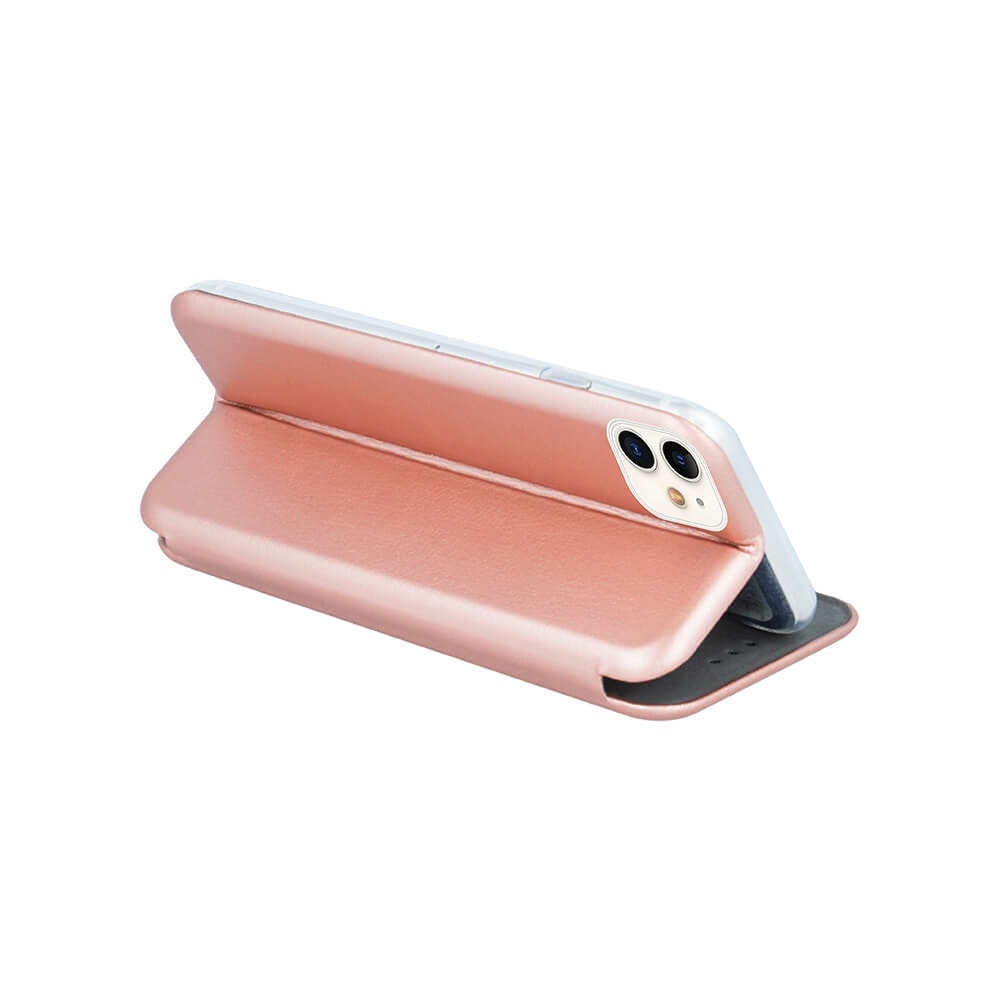 Etui do iPhone 12 Mini klasyczne z magnetyczną klapką, różowo-złote
