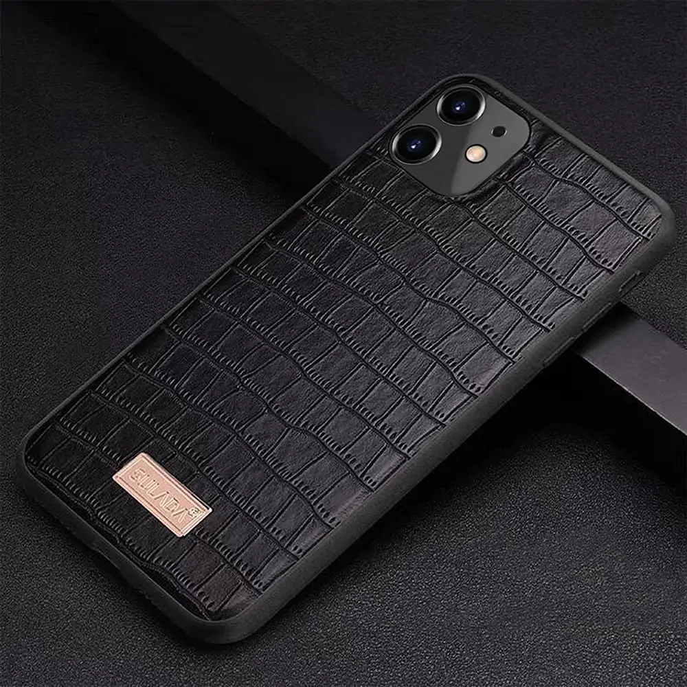 Etui do iPhone 12 Mini Crocodile, eleganckie SULADA oryginal, czarne