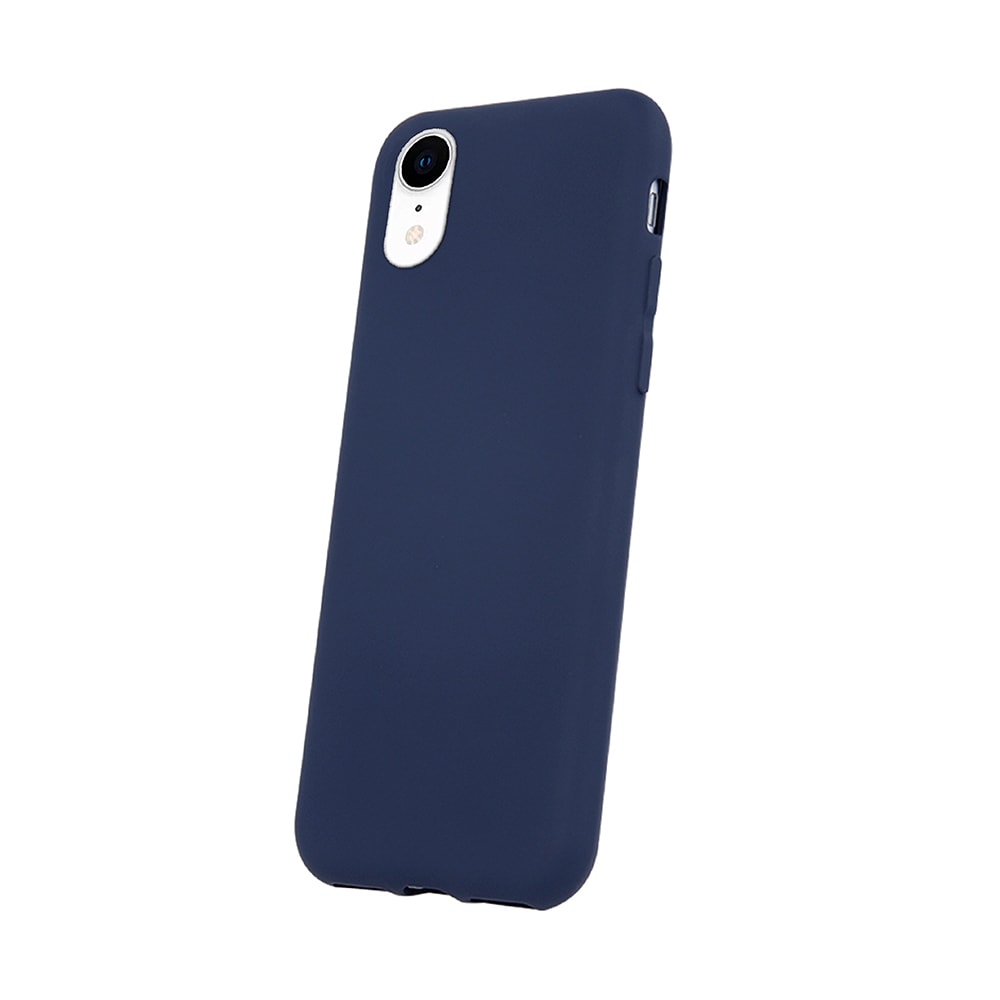 Etui do iPhone XR silikonowe z mikrofibrą soft touch, granatowe
