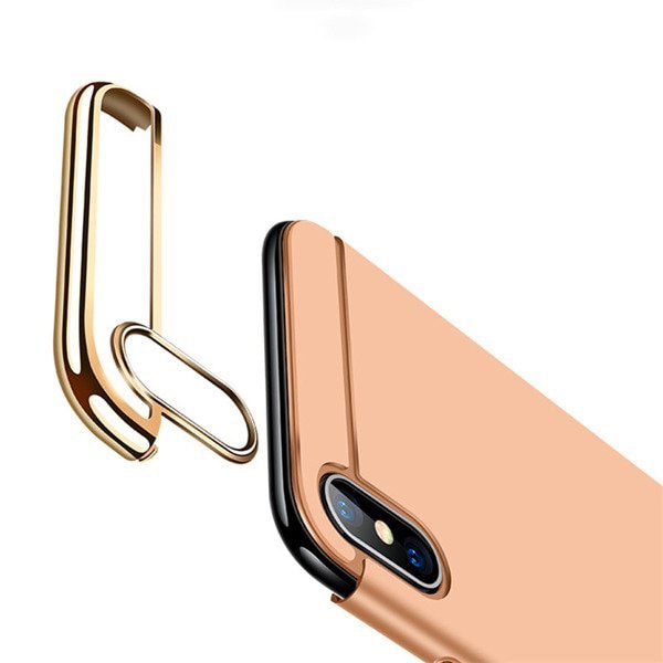 Etui do iPhone X/XS eleganckie cienkie ze zdobieniami i widocznym logo, złote