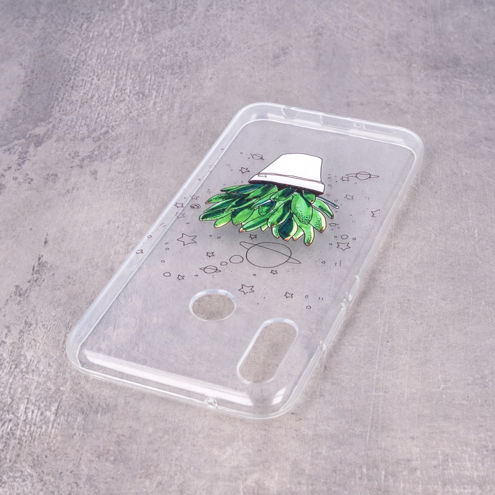 Etui do iPhone X/XS transparentne z kwiatkiem w przestrzeni