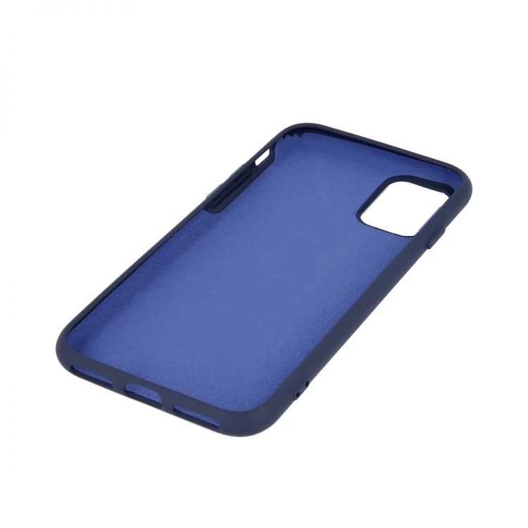 Etui do iPhone 12 silikonowe z mikrofibrą soft touch, granatowe