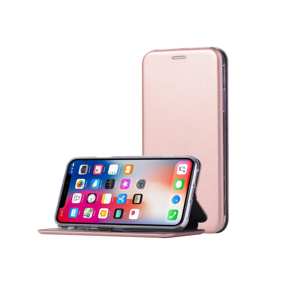 Etui do iPhone 12 Mini klasyczne z magnetyczną klapką, różowo-złote