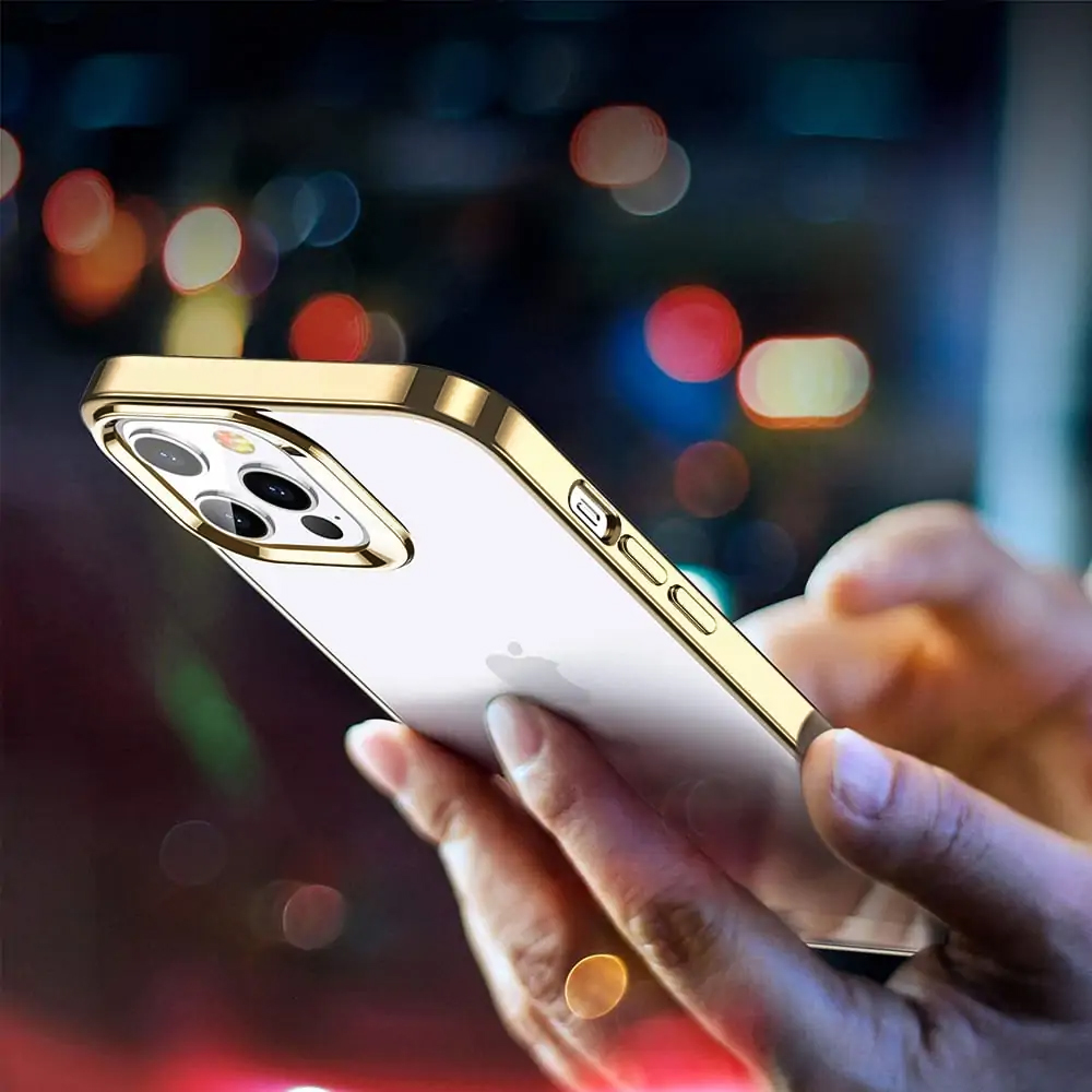 Etui do iPhone 13 Pro Max JETech Simple Metallic gold przeźroczyste z ramką w kolorze złota (OUTLET)