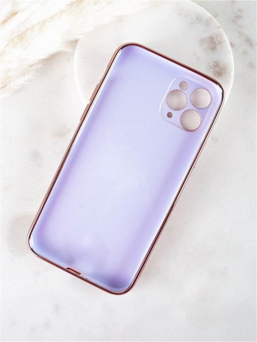 Etui do iPhone 11 Pro eleganckie, ze złotym, metalowym uchwytem i zdobieniami, osłona na aparat, fioletowe liliowe