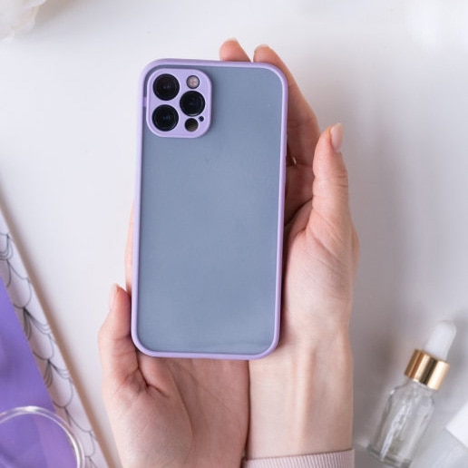 Etui do iPhone 11 Pro półprzeźroczyste matowe z ochroną aparatu, fioletowe