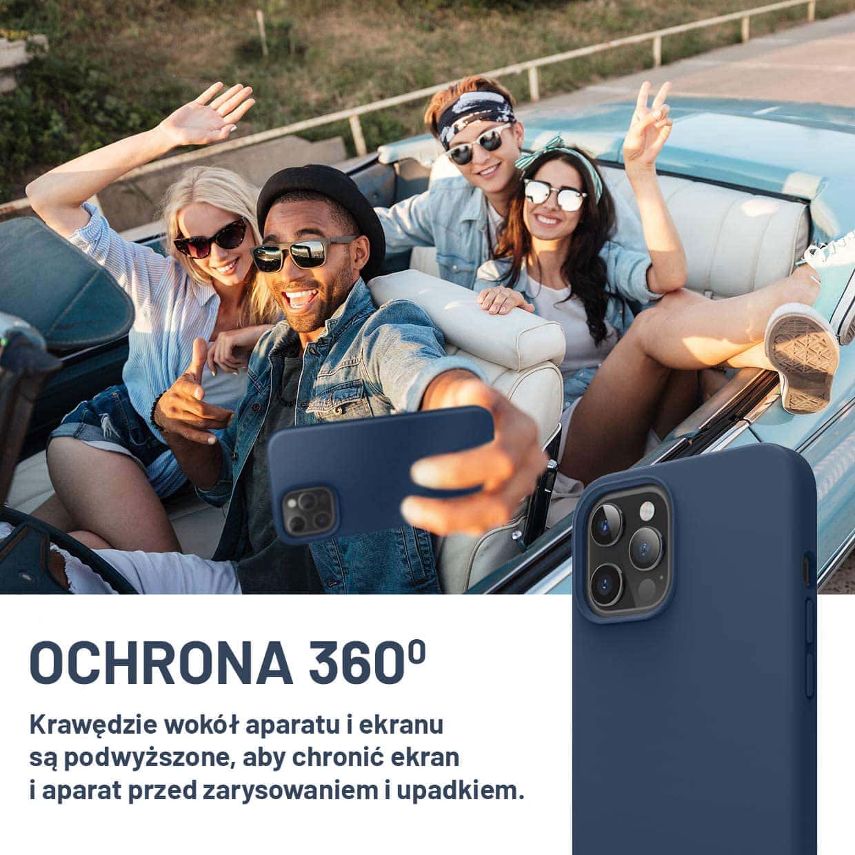 Etui do iPhone 12 Pro silikonowe z mikrofibrą soft touch, granatowe