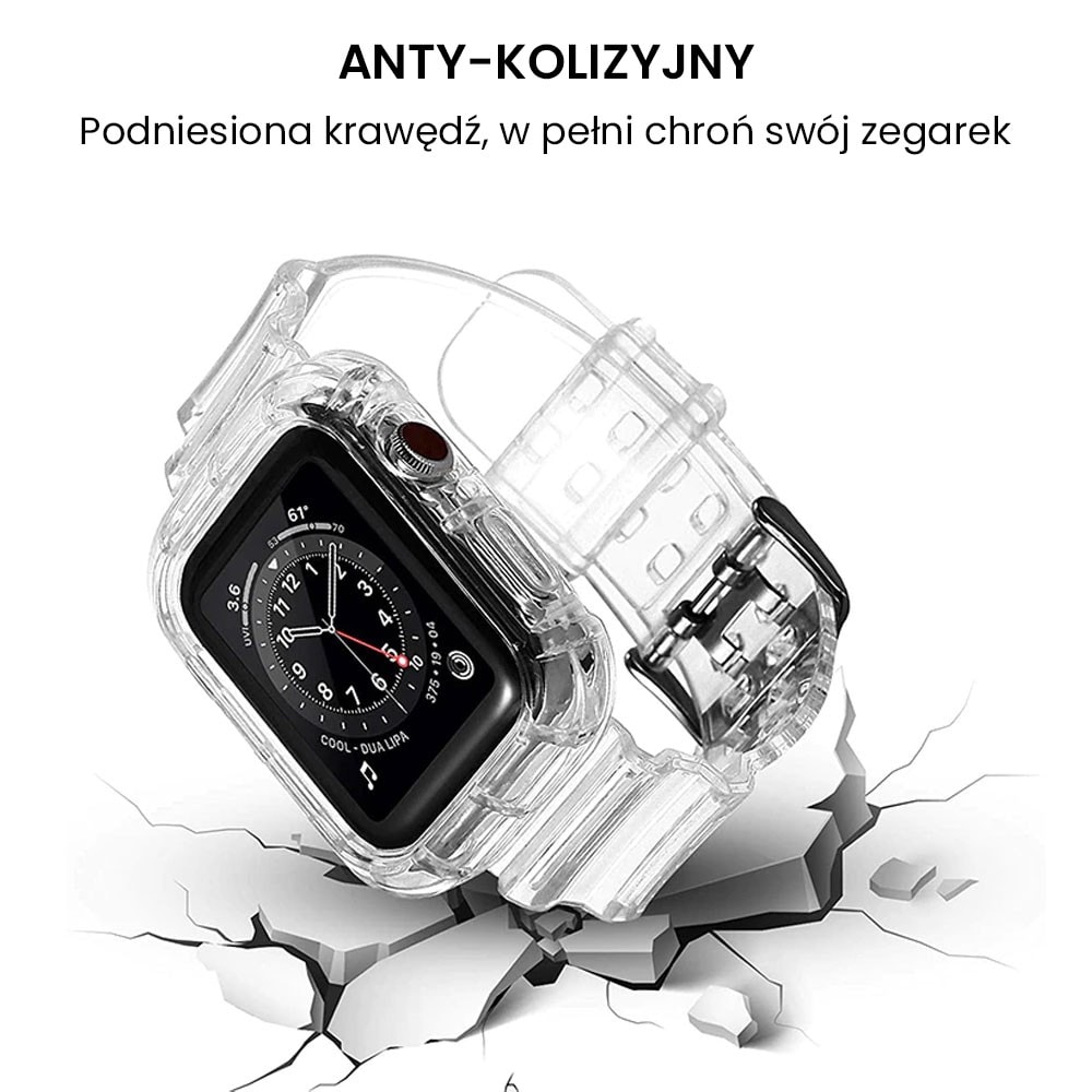 Silikonowy zestaw pasek i etui obudowa do zegarka Apple Watch 6/5/4/SE 40 mm – przeźroczyste