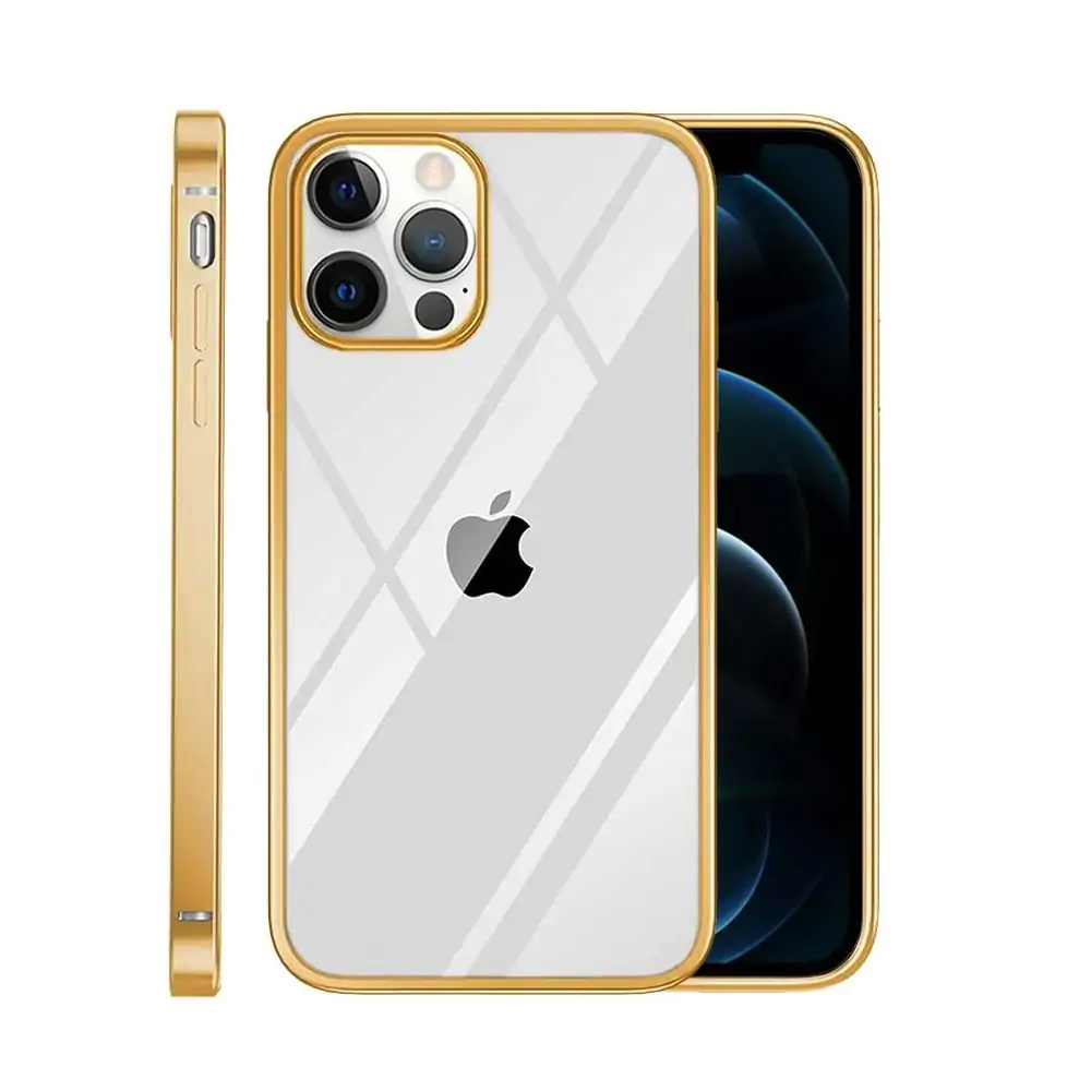 Etui do iPhone 13 Pro Max JETech Simple Metallic gold przeźroczyste z ramką w kolorze złota (OUTLET)