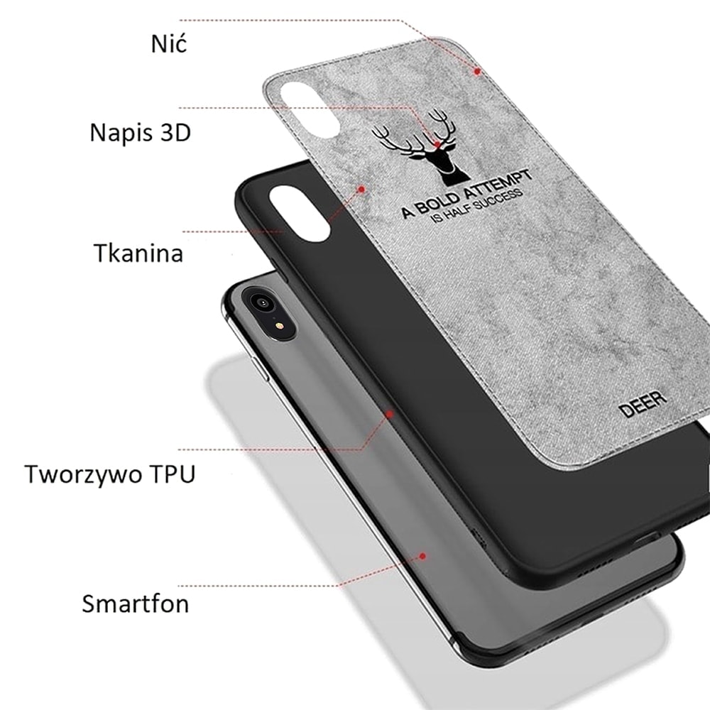 Materiałowe etui do iPhone XR- DEER- back case