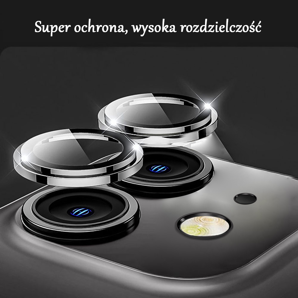 Metalowa osłona obiektywów szkło na aparat iPhone 12 czarna
