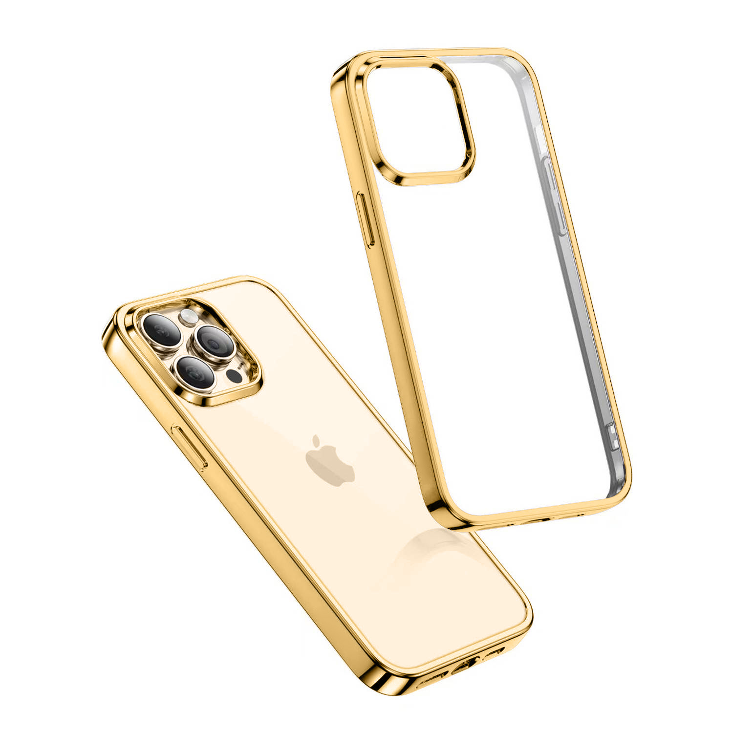 Etui do iPhone 14 Pro JETech Simple Metallic gold przeźroczyste z ramką w kolorze złota (OUTLET)