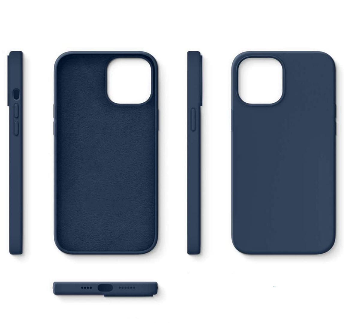 Etui do iPhone 12 Pro silikonowe z mikrofibrą soft touch, granatowe