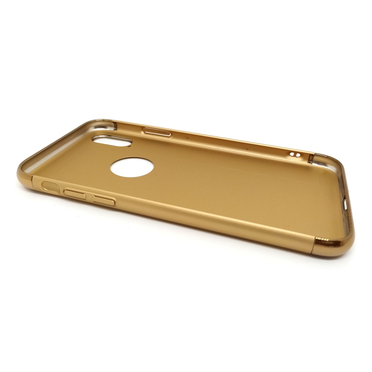 Etui do iPhone X/XS eleganckie cienkie ze zdobieniami i widocznym logo, złote