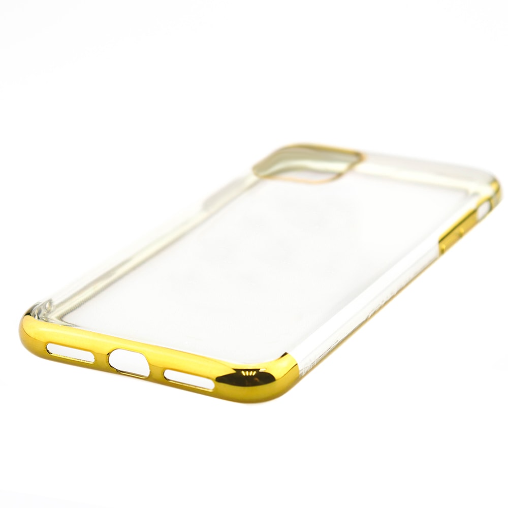 Etui do iPhone 11 Pro Max Fit Slim cienkie przeźroczyste ze złotą ramką