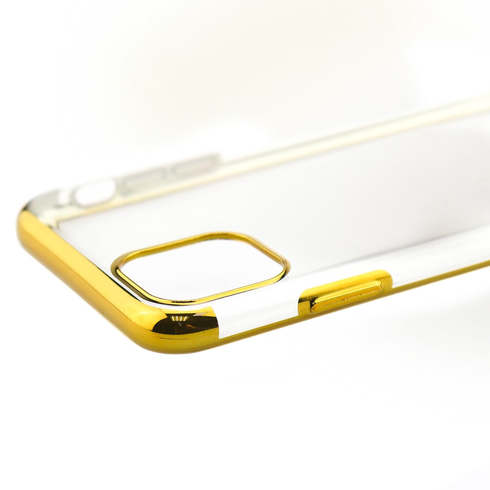 Etui do iPhone 11 Pro Max Fit Slim cienkie przeźroczyste ze złotą ramką