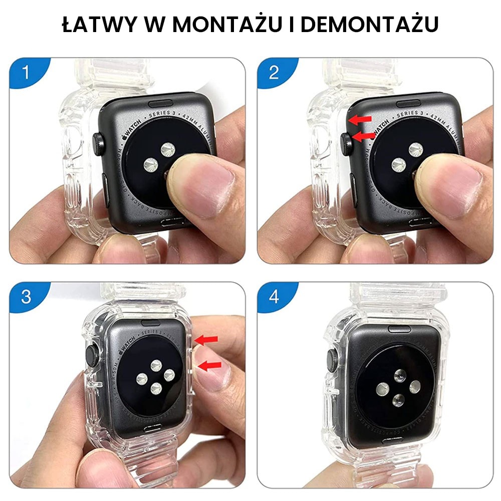 Silikonowy zestaw pasek i etui obudowa do zegarka Apple Watch 6/5/4/SE 40 mm – przeźroczyste