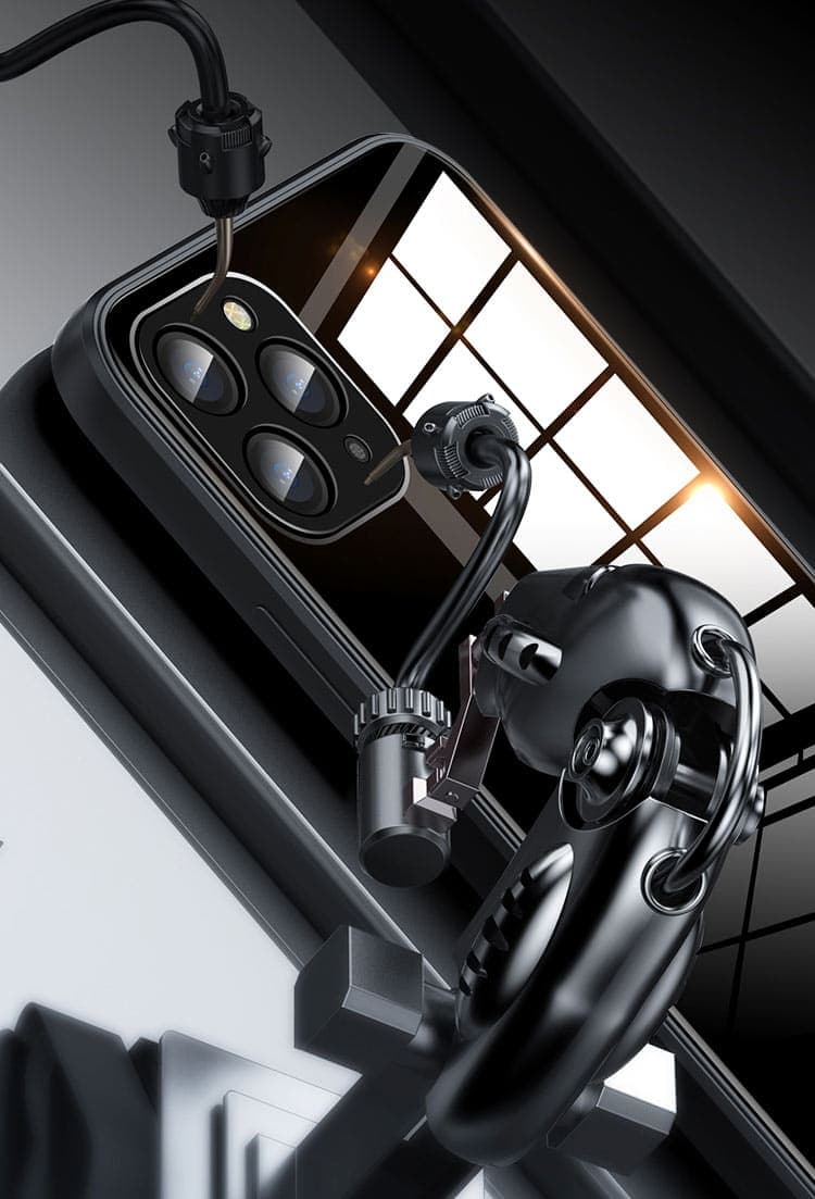 Etui do iPhone 12 Pro szklany tył stylowe czarne