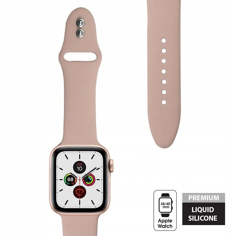 Sportowy pasek silikonowy do zegarka Apple Watch Series 4-10 / SE 40/41/42mm – pudrowy róż