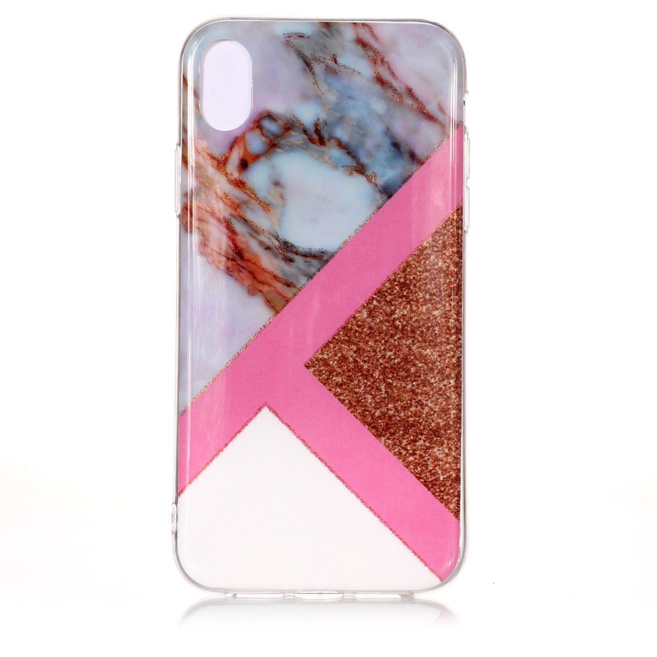 Etui do iPhone X/XS silikonowe brokatowe marmurowe białe