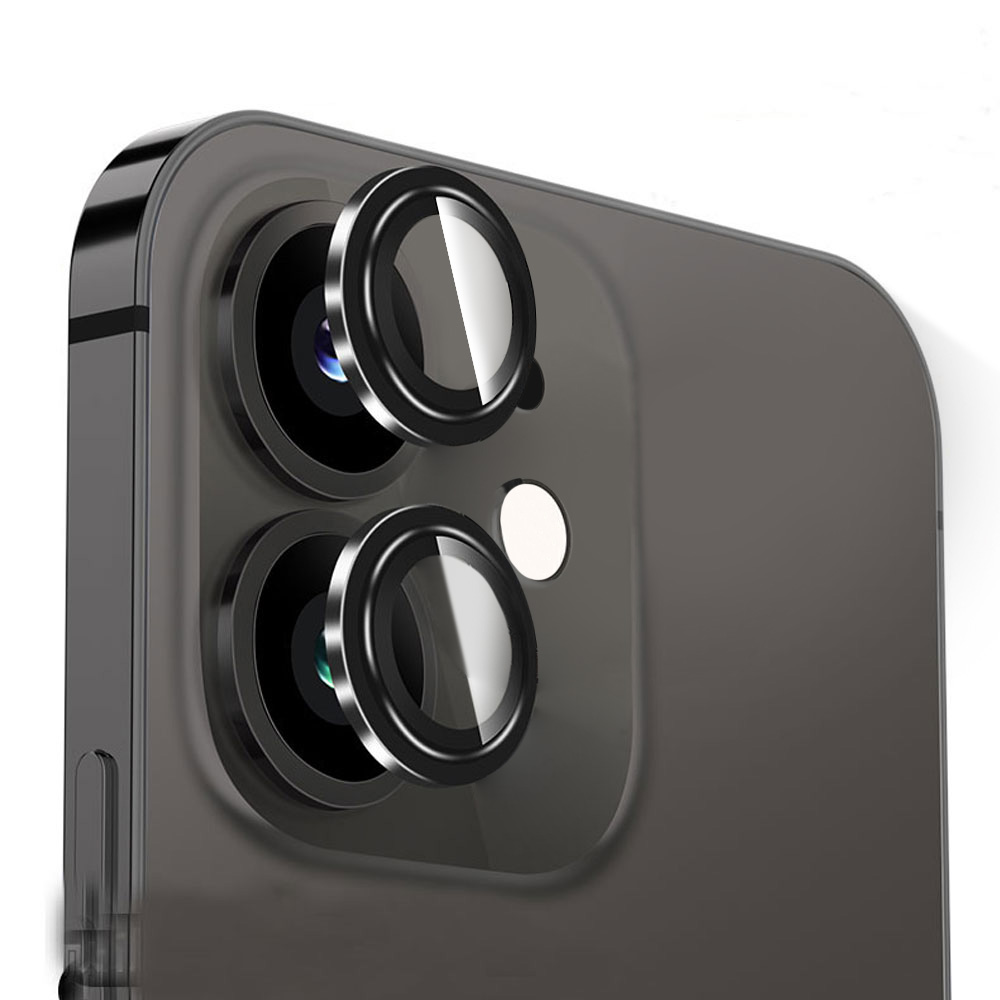 Metalowa osłona obiektywów szkło na aparat iPhone 12 czarna