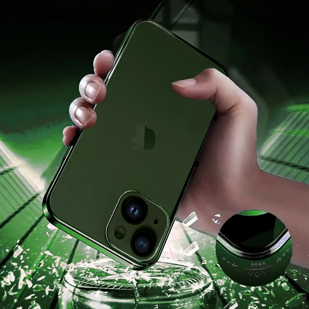 Etui do iPhone 13 JETech Simple Metallic deep green, przeźroczyste z ramką w kolorze ciemno zielonym (OUTLET)