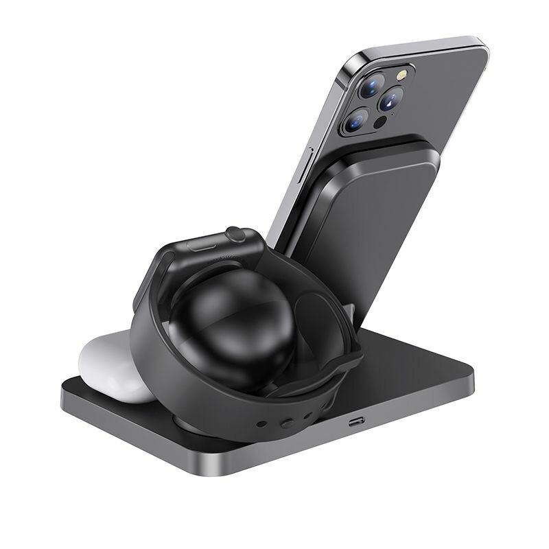Ładowarka indukcyjna 3w1 iPhone / Apple Watch / Airpods czarna