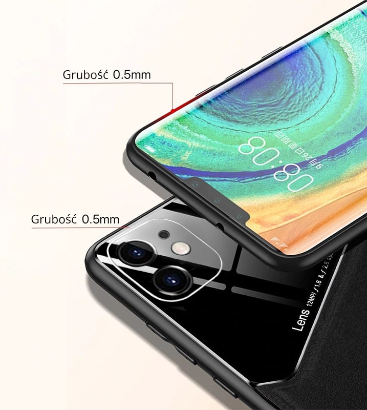 Etui do iPhone 12 eko skóra z magnesem + szkło organiczne czarne